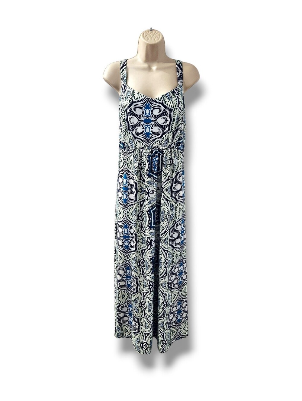 Faded Glory Geometric Paisley Print Sleeveless Knit Maxi Dress | 2X - Picture 2 of 8
